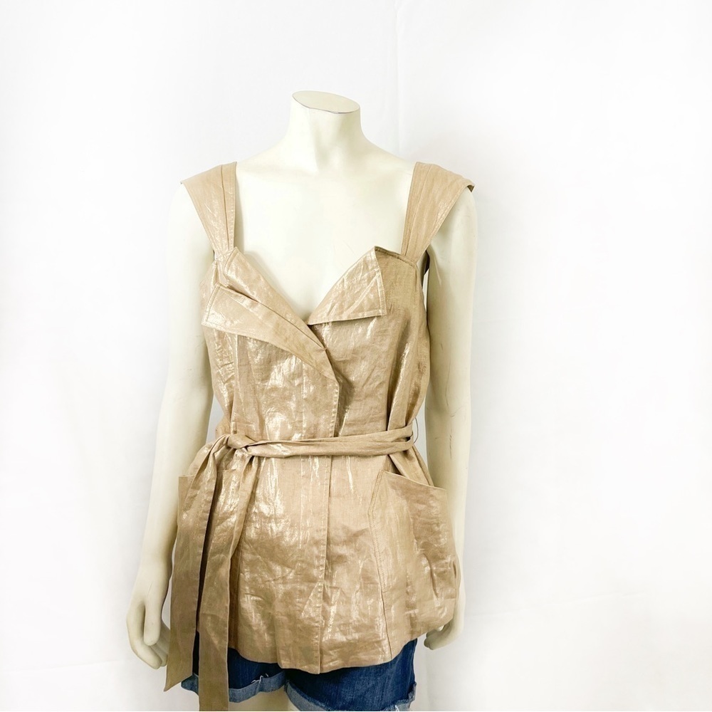 Elie Tahari Gwen Gold Blouse Sleeveless Size L